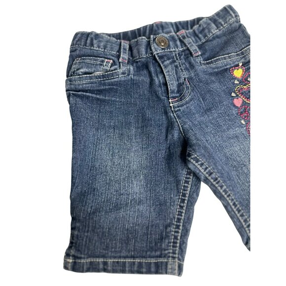 VTG Arizona Jean Co. Girls’ Denim Jean Shorts 3T Embroidered Hearts & Peace Sign - Picture 3 of 6